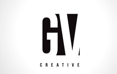 GV G V Beyaz harf Logo tasarımı siyah kare ile.