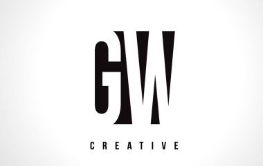 GW G W Beyaz harf Logo tasarımı siyah kare ile.