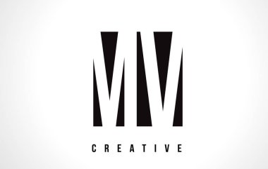 MV M V Beyaz harf Logo tasarımı siyah kare ile.
