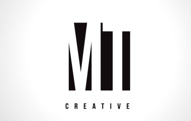 MT M T Beyaz harf Logo tasarımı siyah kare ile.
