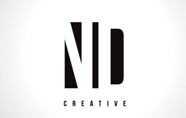 ND N D Beyaz harf Logo tasarımı siyah kare ile.