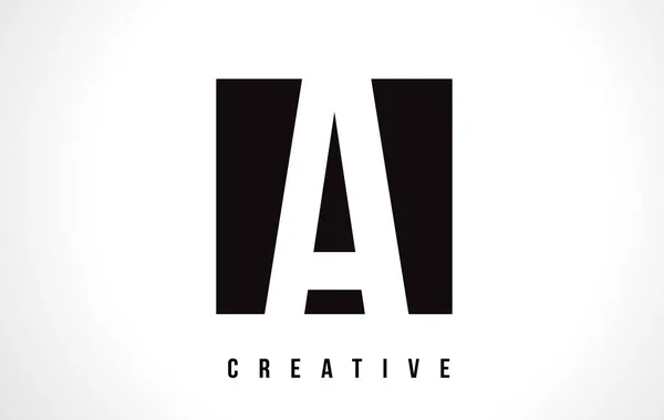 En vit brev Logotypdesign med svart fyrkant. — Stock vektor