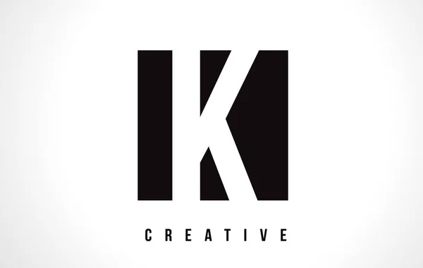 K White Letter Logo Design avec carré noir . — Image vectorielle