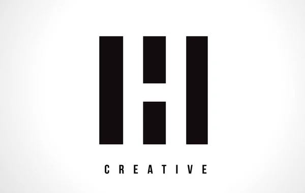 H White Letter Logo Design avec carré noir . — Image vectorielle