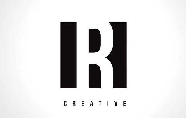 R White Letter Logo Design avec carré noir . — Image vectorielle