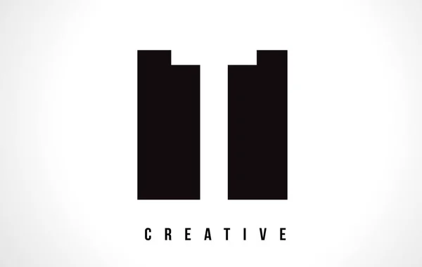 T vita bokstäverna Logotypdesign med svart fyrkant. — Stock vektor