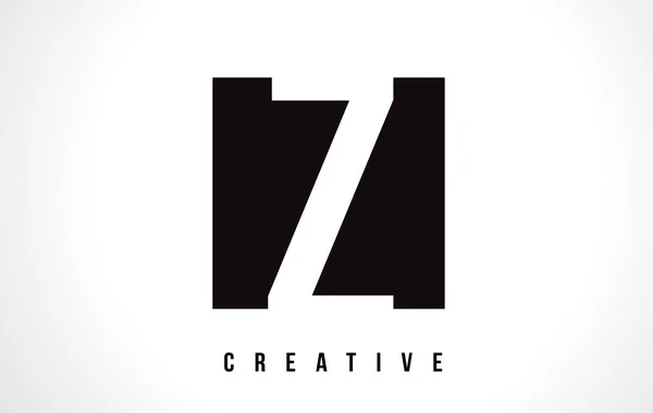 Z White Letter Logo Design com Black Square . — Vetor de Stock