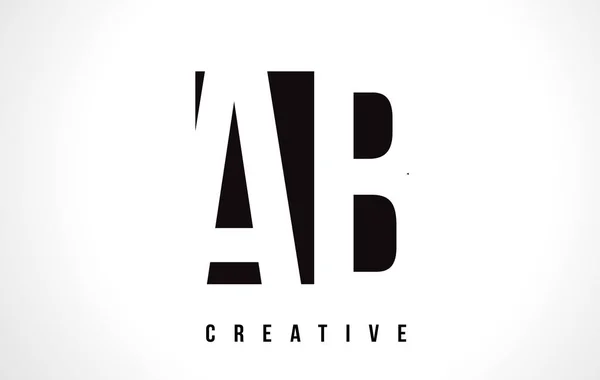 AB A B Lettera Bianca Logo Design con Quadrato Nero . — Vettoriale Stock
