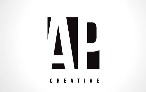 Ap a p weißen Buchstaben Logo-Design mit schwarzem Quadrat. — Stockvektor