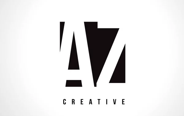 Diseño del logotipo de la letra blanca AZ A Z con cuadrado negro . — Vector de stock