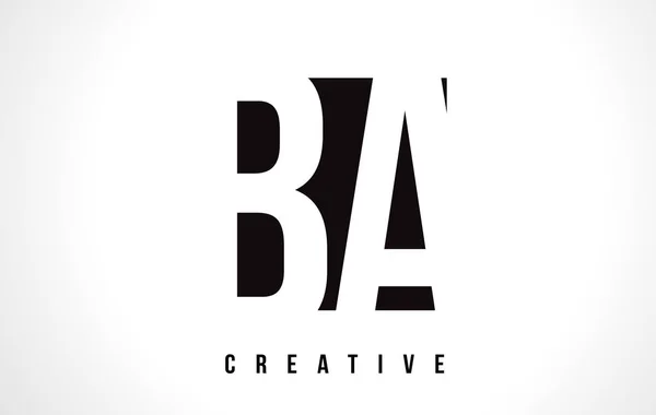 BA B A White Letter Logo Design with Black Square. — Stock Vector