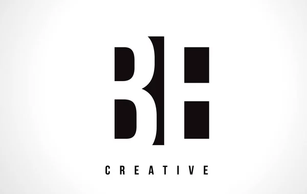 Be b e weißer Buchstabe Logo Design mit schwarzem Quadrat. — Stockvektor