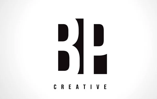 BP B P White brev Logotypdesign med svart fyrkant. — Stock vektor