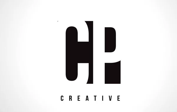 CP C P White Letter Logo Design avec carré noir . — Image vectorielle