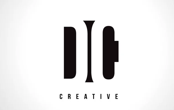 DC D C vit brev Logotypdesign med svart fyrkant. — Stock vektor