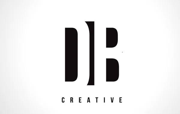 DB D B White Letter Logo Design con quadrato nero . — Vettoriale Stock