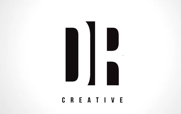 Dr D R vit brev Logotypdesign med svart fyrkant. — Stock vektor