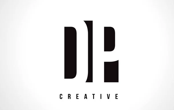 Diseño del logotipo de la letra blanca DP D P con cuadrado negro . — Vector de stock