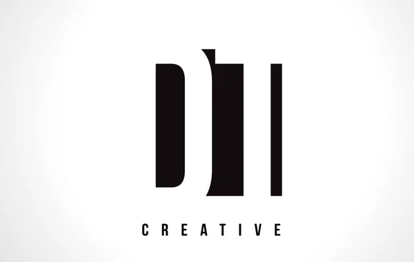 DT D T White Letter Logo Design avec carré noir . — Image vectorielle