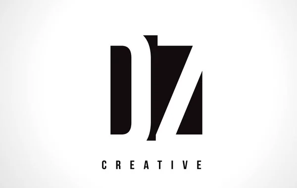 Diseño de logotipo de letra blanca DZ D Z con cuadrado negro . — Vector de stock