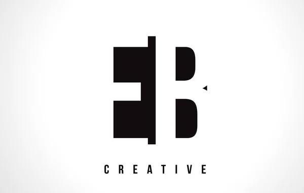 EB E B White Letter Logo Design cu Black Square . — Vector de stoc