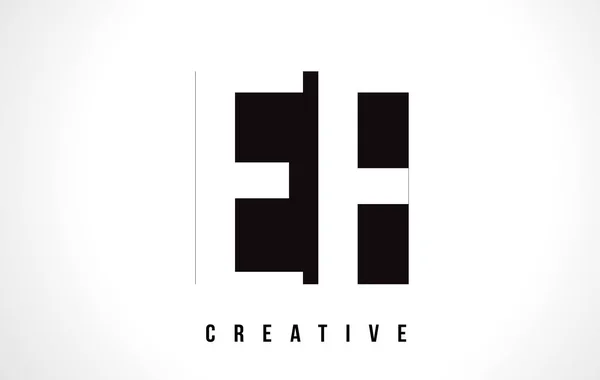 EF E F White Letter Logo Design com Black Square . — Vetor de Stock