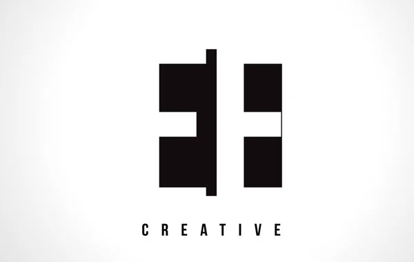 Ee E E bílá dopis Logo Design s černý čtverec. — Stockový vektor