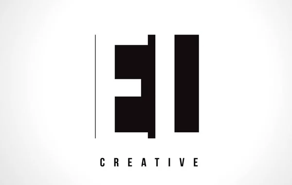 EL E L White Letter Logo Design cu Black Square . — Vector de stoc