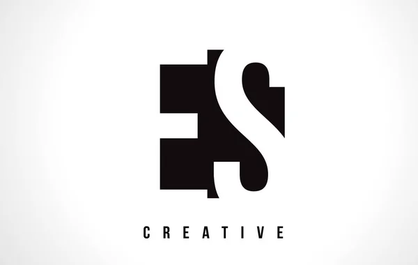 Es E S White brief Logo ontwerp met Black Square. — Stockvector