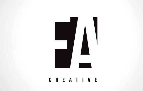 FA F Una Lettera Bianca Logo Design con Quadrato Nero . — Vettoriale Stock