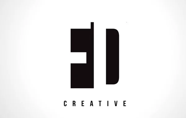 FD F D White Letter Logo Design com Black Square . —  Vetores de Stock