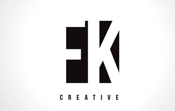 FK F K White Letter Дизайн с черным квадратом . — стоковый вектор