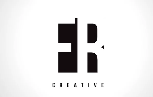 FR F R White Letter Logo Design com Black Square . —  Vetores de Stock