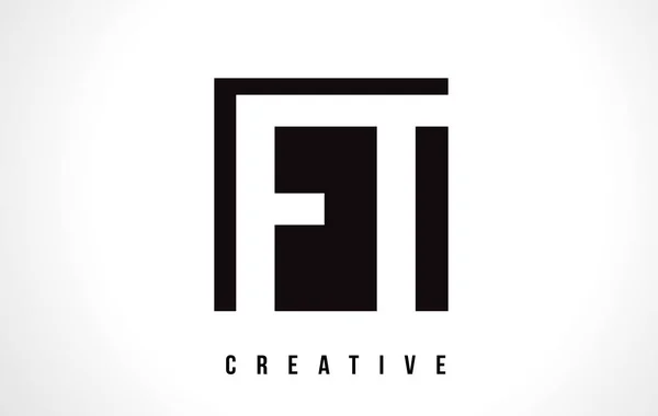 Ft F T Beyaz harf Logo tasarımı siyah kare ile. — Stok Vektör