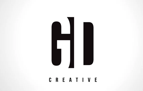 GD G D Beyaz harf Logo tasarımı siyah kare ile. — Stok Vektör