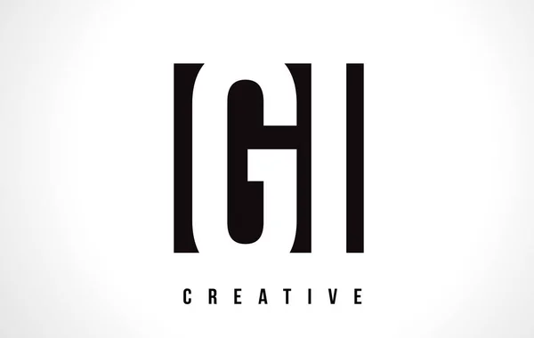 GI G I White Letter Logo Design com Black Square . — Vetor de Stock