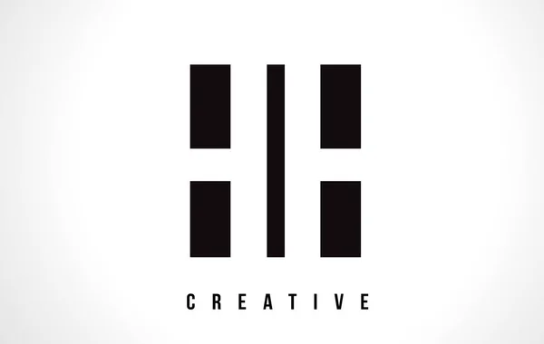 HH H H White Letter Logo Design com Black Square . — Vetor de Stock