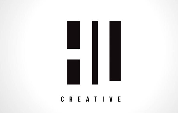 HL H L White Letter Logo Design with Black Square.