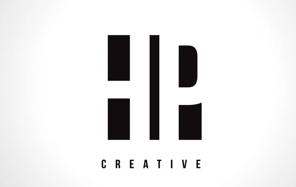 HP H P vit brev Logotypdesign med svart fyrkant. — Stock vektor
