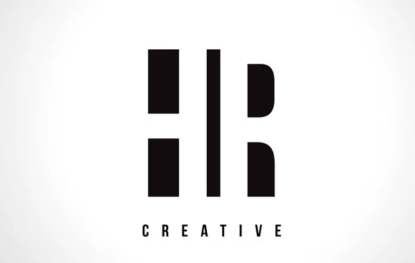 HR H R White Letter Logo Design avec carré noir . — Image vectorielle