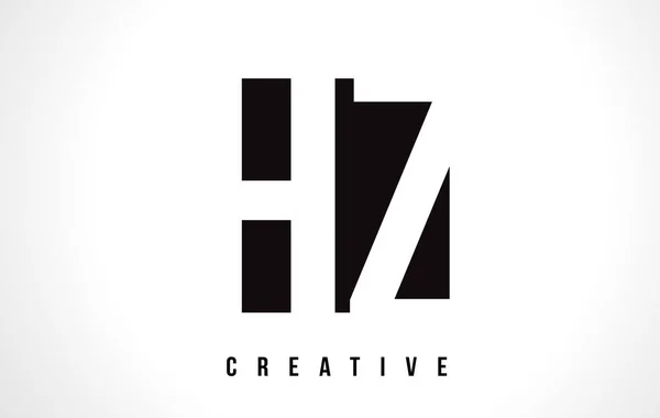Hz H Z 백색 편지 로고 디자인 블랙 스퀘어. — 스톡 벡터