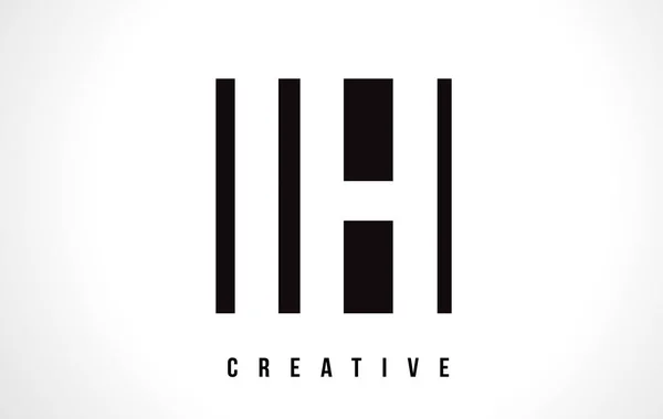 IH I H White Letter Logo Design com Black Square . — Vetor de Stock