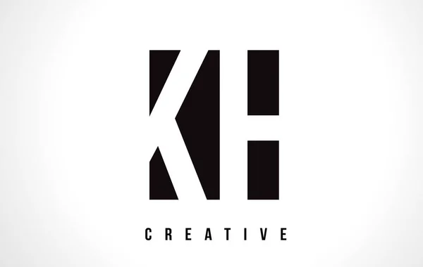 黑色广场 Kh K H 白色字母标志设计. — 图库矢量图片
