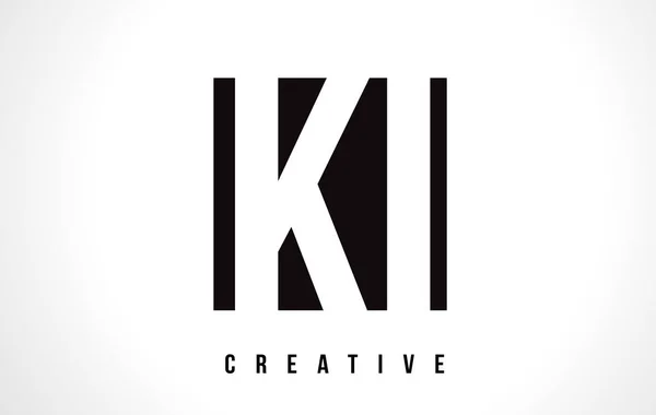 我白色的 Ki K 字母标志设计与黑色正方形. — 图库矢量图片