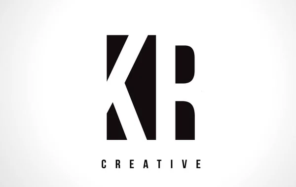 KR K R White Letter Logo Design avec carré noir . — Image vectorielle