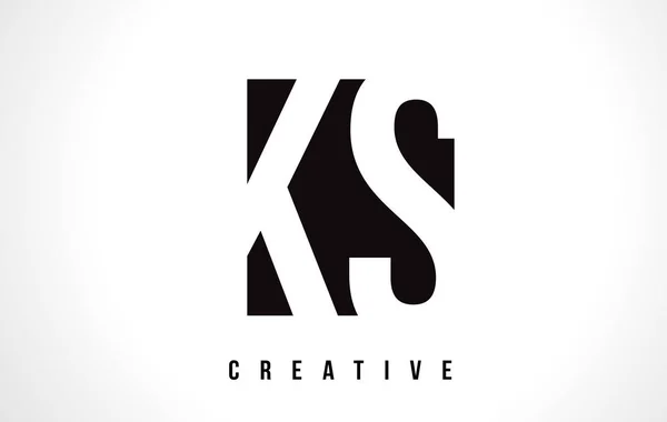 黑色广场 ks K S 白色字母标志设计. — 图库矢量图片