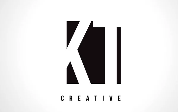 KT K T White Letter Logo Design with Black Square. — Stock Vector