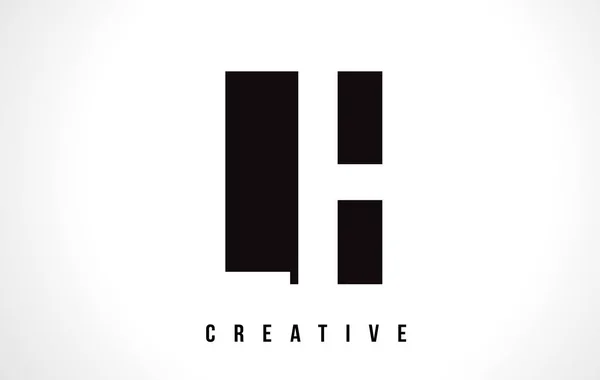 LH L H witte Letter Logo ontwerp met Black Square. — Stockvector