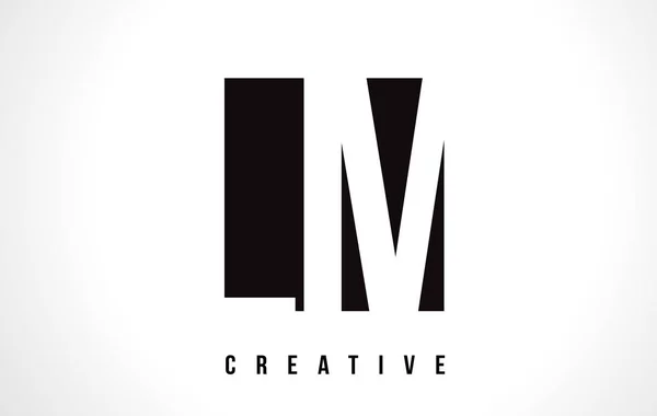 Diseño del logotipo de la letra blanca de LM L M con cuadrado negro . — Vector de stock