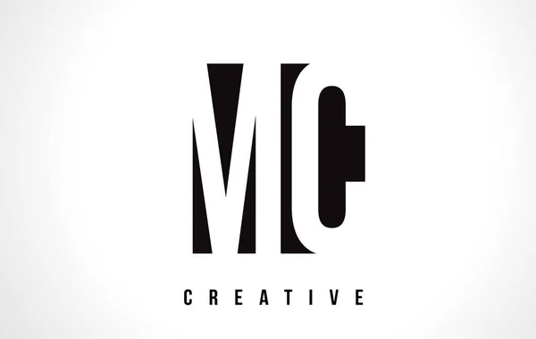 MC M C White Letter Logo Design avec carré noir . — Image vectorielle